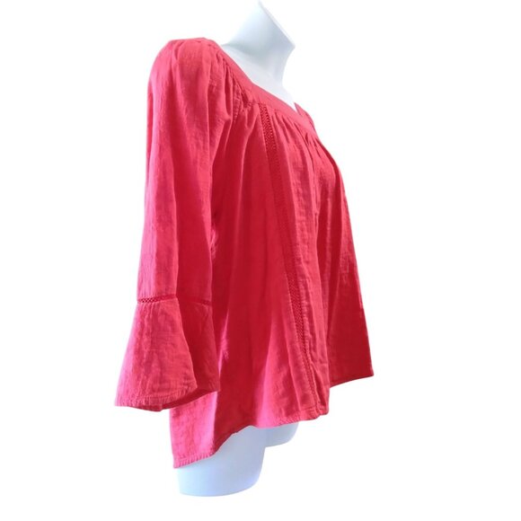 Time And Tru Womens Red Rover Bell Sleeve Peasant Top Square Neck Top Size XXL - Picture 3 of 6